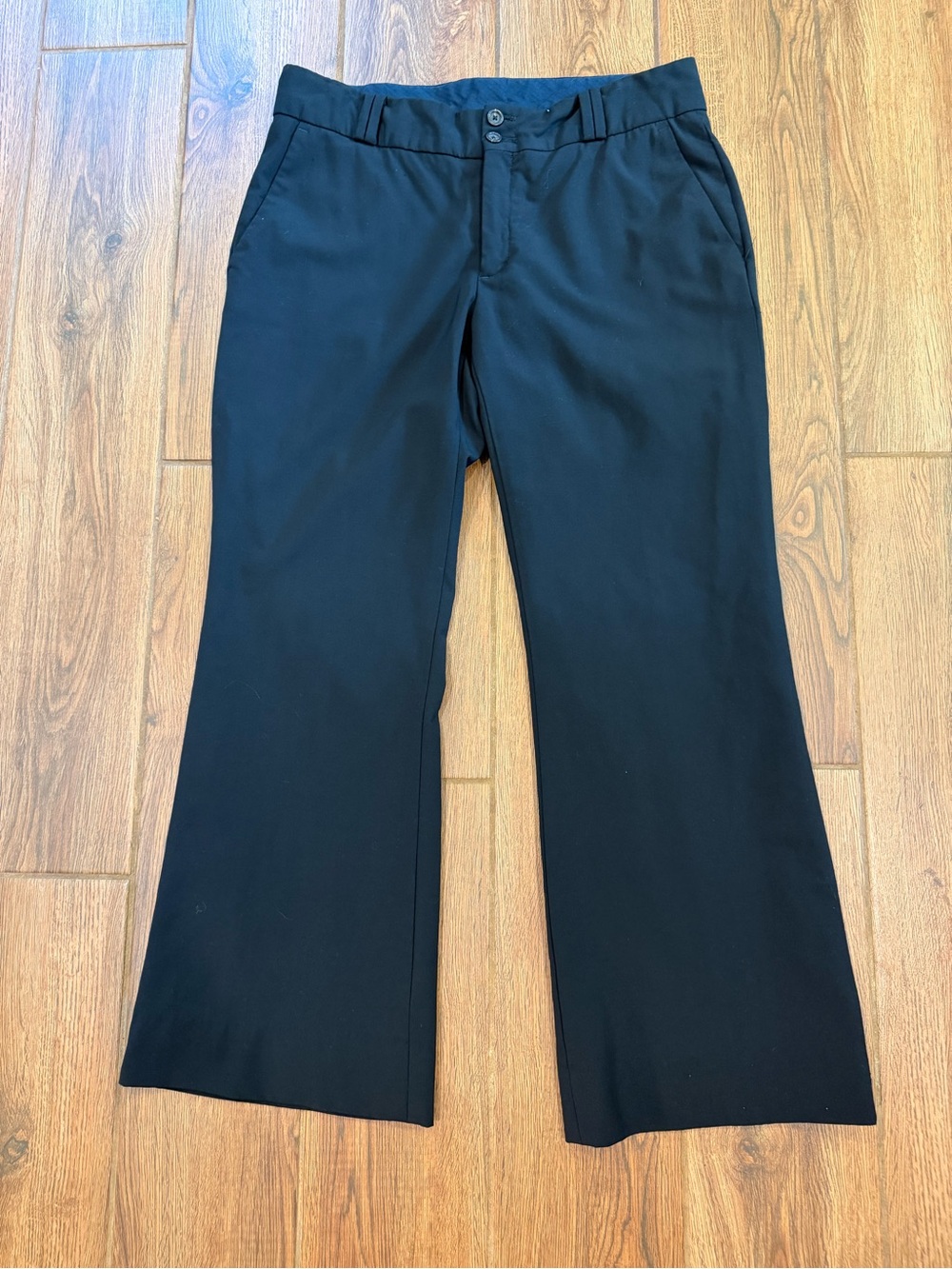 Banana Republic Women’s Black Flat Front Dress Pants Pockets Size 10P